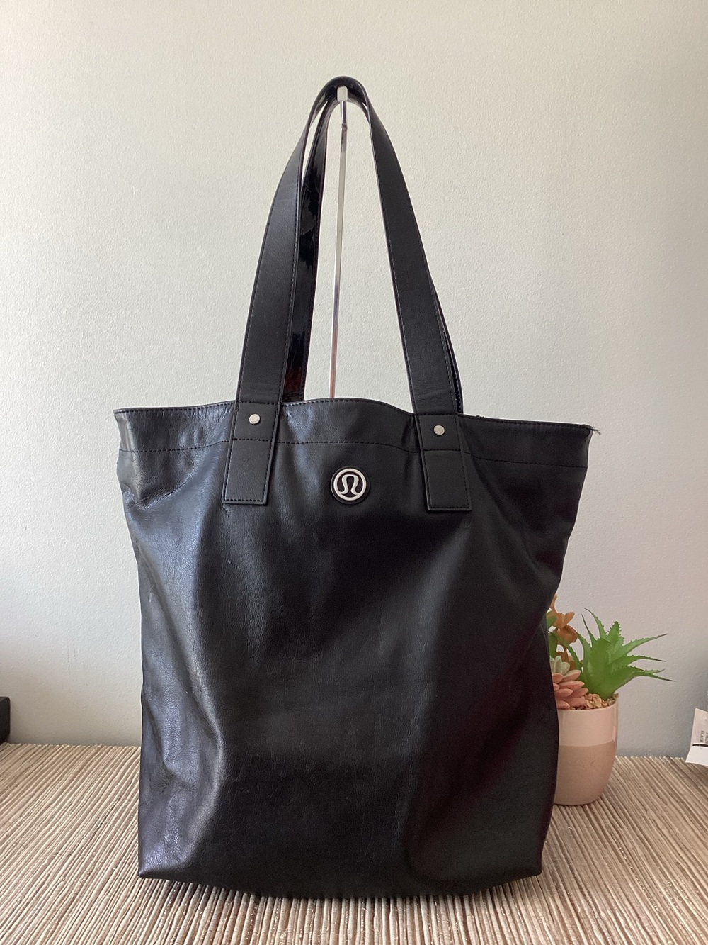 Lululemon Large Black Tote Bag Purse Travel Bag - Flawed